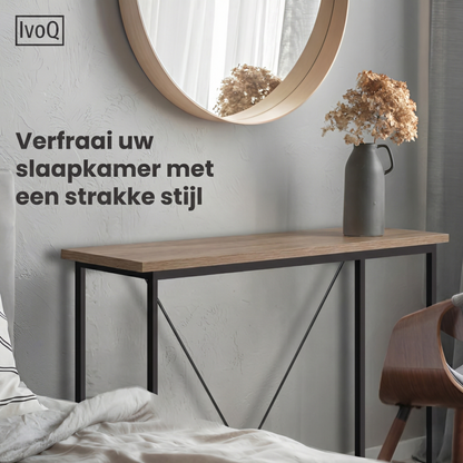 IvoQ Industriële Sidetable - Eiken Look/Zwart - 120x23x74 cm