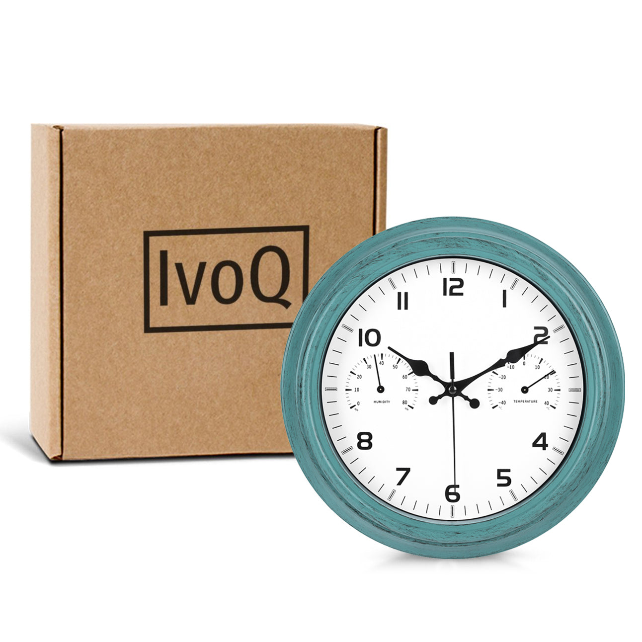 IvoQ Wandklok Waterdicht Retro met Ingebouwde Thermometer-IvoQ