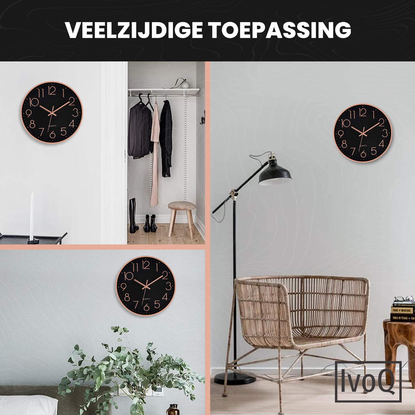 IvoQ Wandklok Zwart Koper Ø30 cm-IvoQ