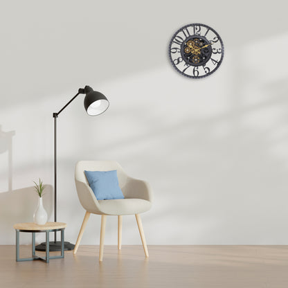 IvoQ Industriële Wandklok met Bewegende Tandwielen-IvoQ