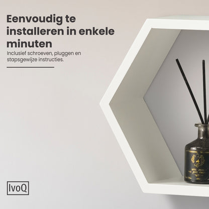 IvoQ Wandplanken Hexagon Set 3 stuks Wit-IvoQ