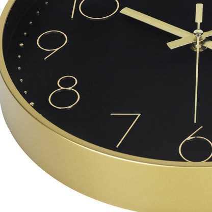IvoQ Moderne Wandklok - Zwart/Goud - 30 cm - Stil Uurwerk - 3D Muurklok