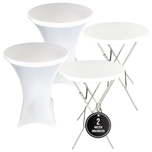 IvoQ Statafels Set Wit met Hoezen Ø80x110 cm-IvoQ