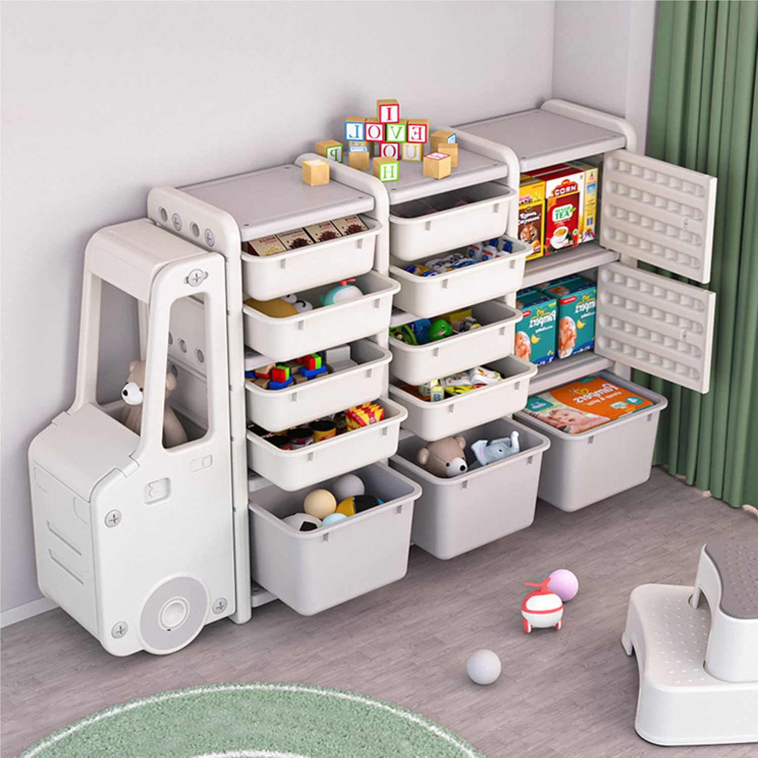 IvoQ Kinderkast Auto met Opbergbakken-IvoQ