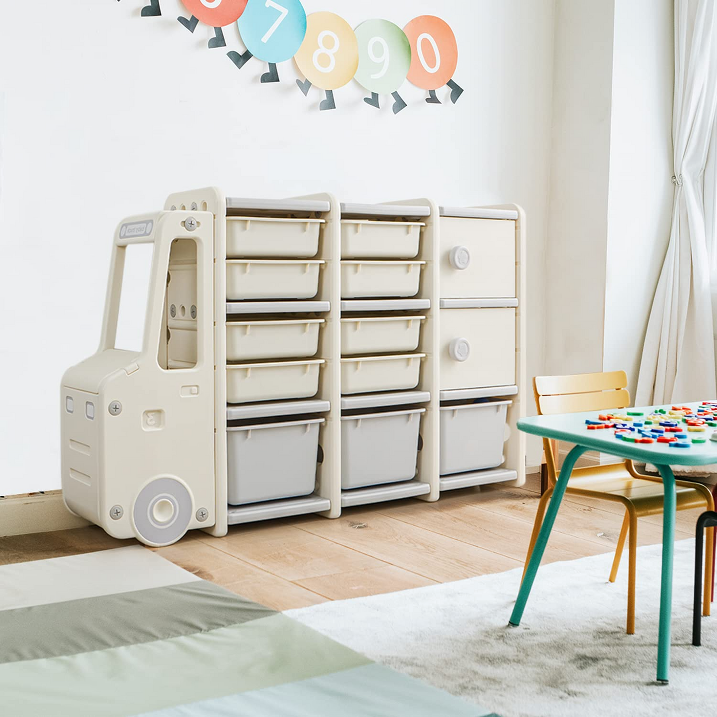 IvoQ Kinderkast Auto met Opbergbakken-IvoQ