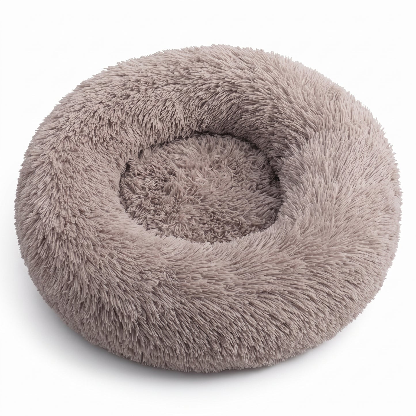 IvoQ Hondenmand Rond Ø 60 cm – Fluffy Donut Hondenbed met Hoge Zachte Rand – Beige – Voor Kleine Honden en Katten