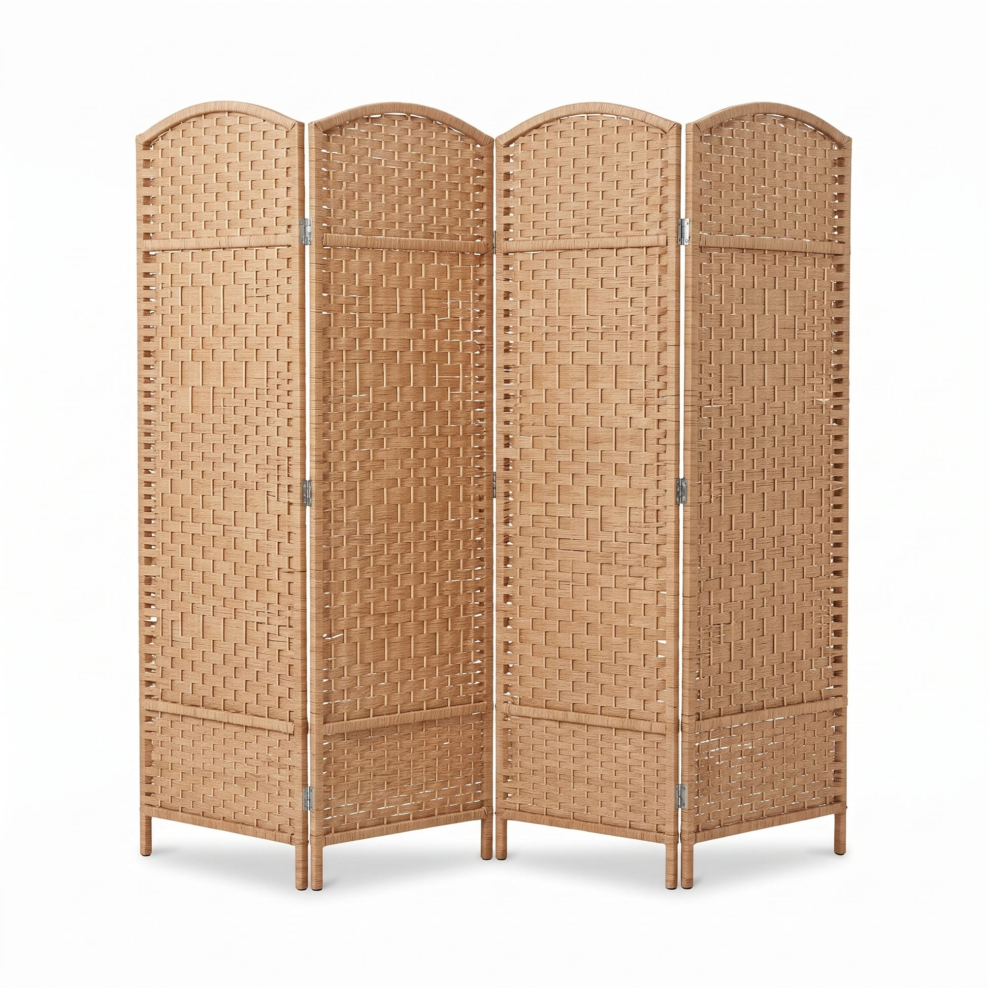 IvoQ Kamerscherm – 4 Panelen – 170 x 160 cm – Opvouwbare Roomdivider – Naturel Bruin