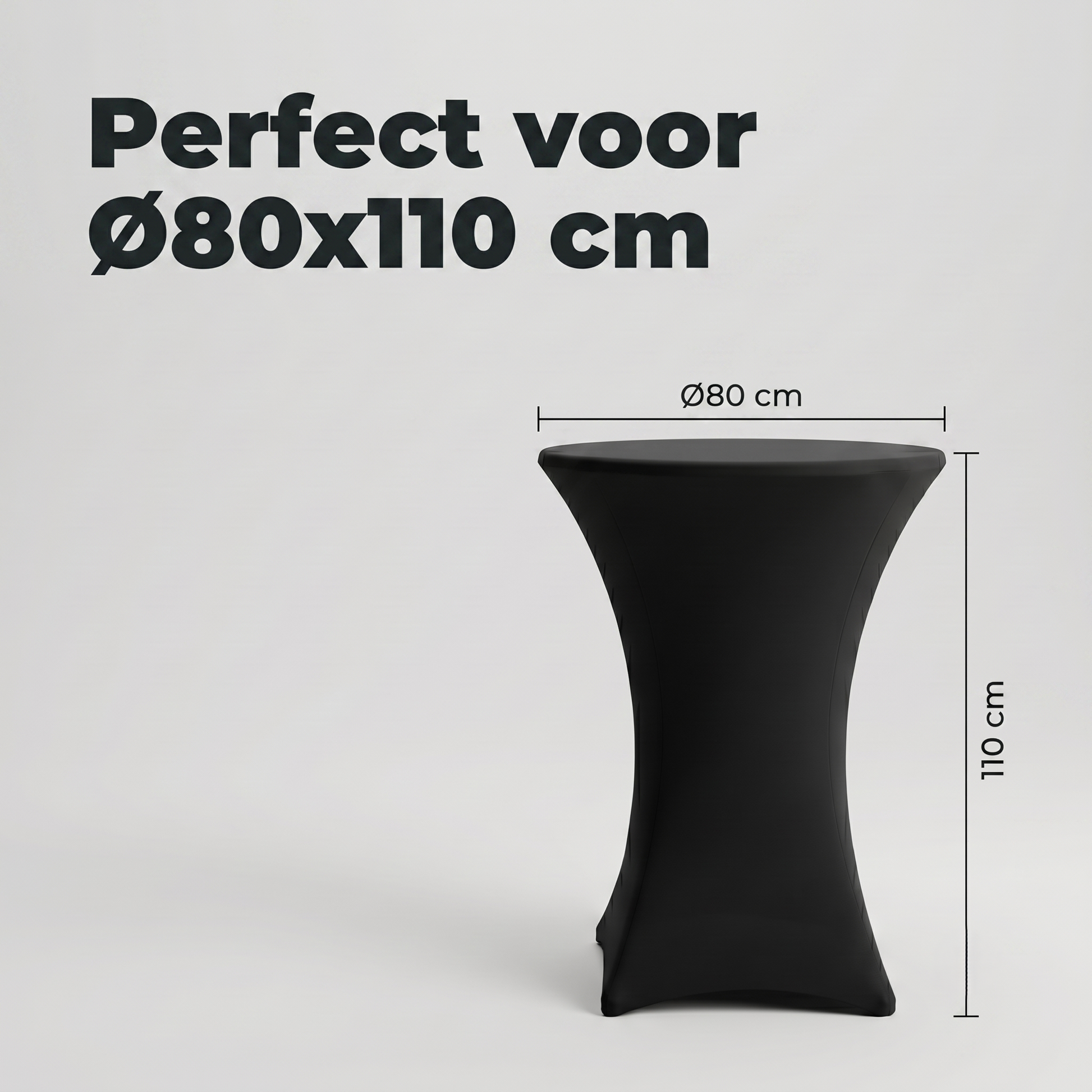 IvoQ Statafelrok Zwart - Set van 2 - ∅ 80x110 cm - Extra Dikke Statafelhoes - Luxe Stretch Tafelrok - Kreukvrij