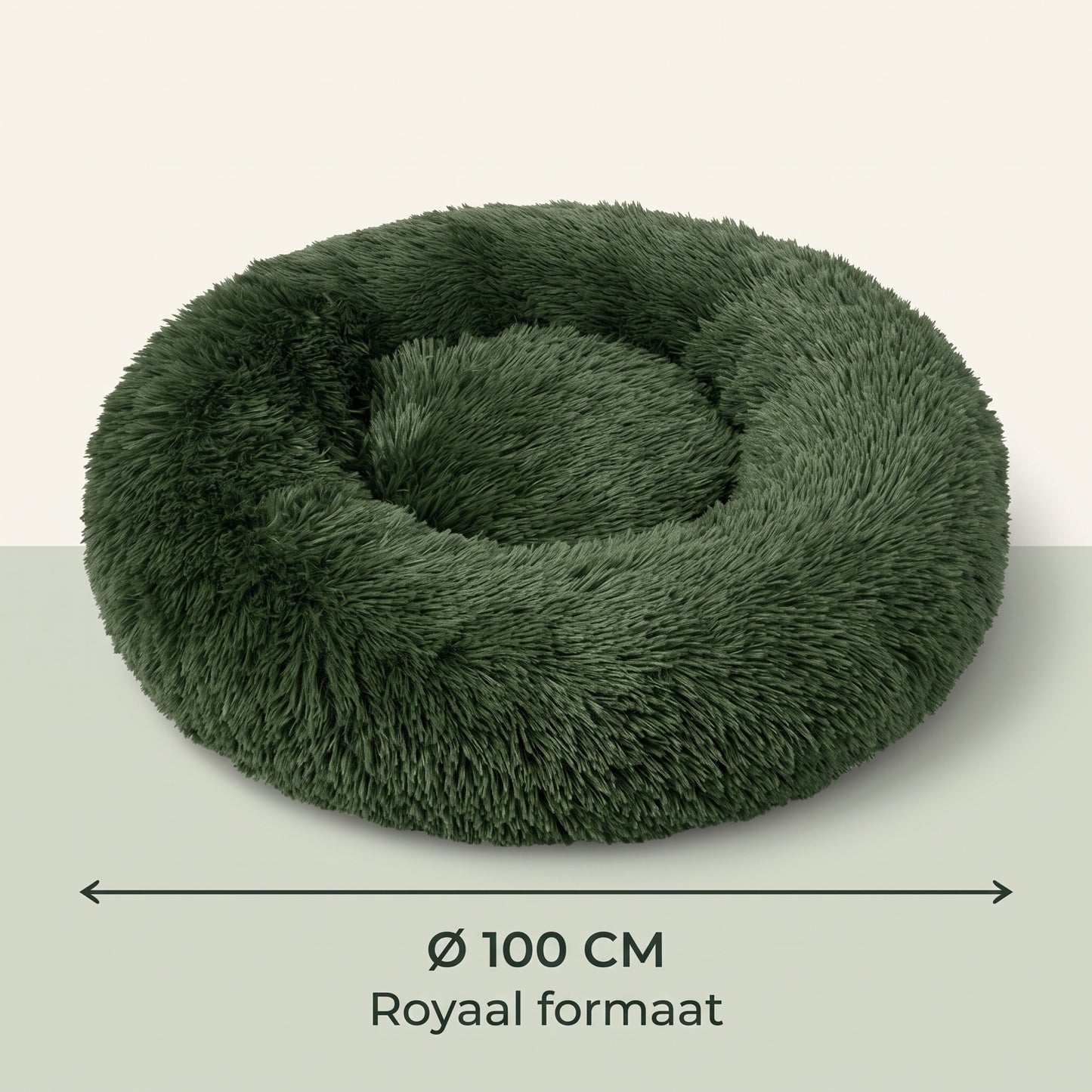 IvoQ Fluffy Donut Hondenmand Ø 100 cm – Zacht Hondenbed – Donkergroen