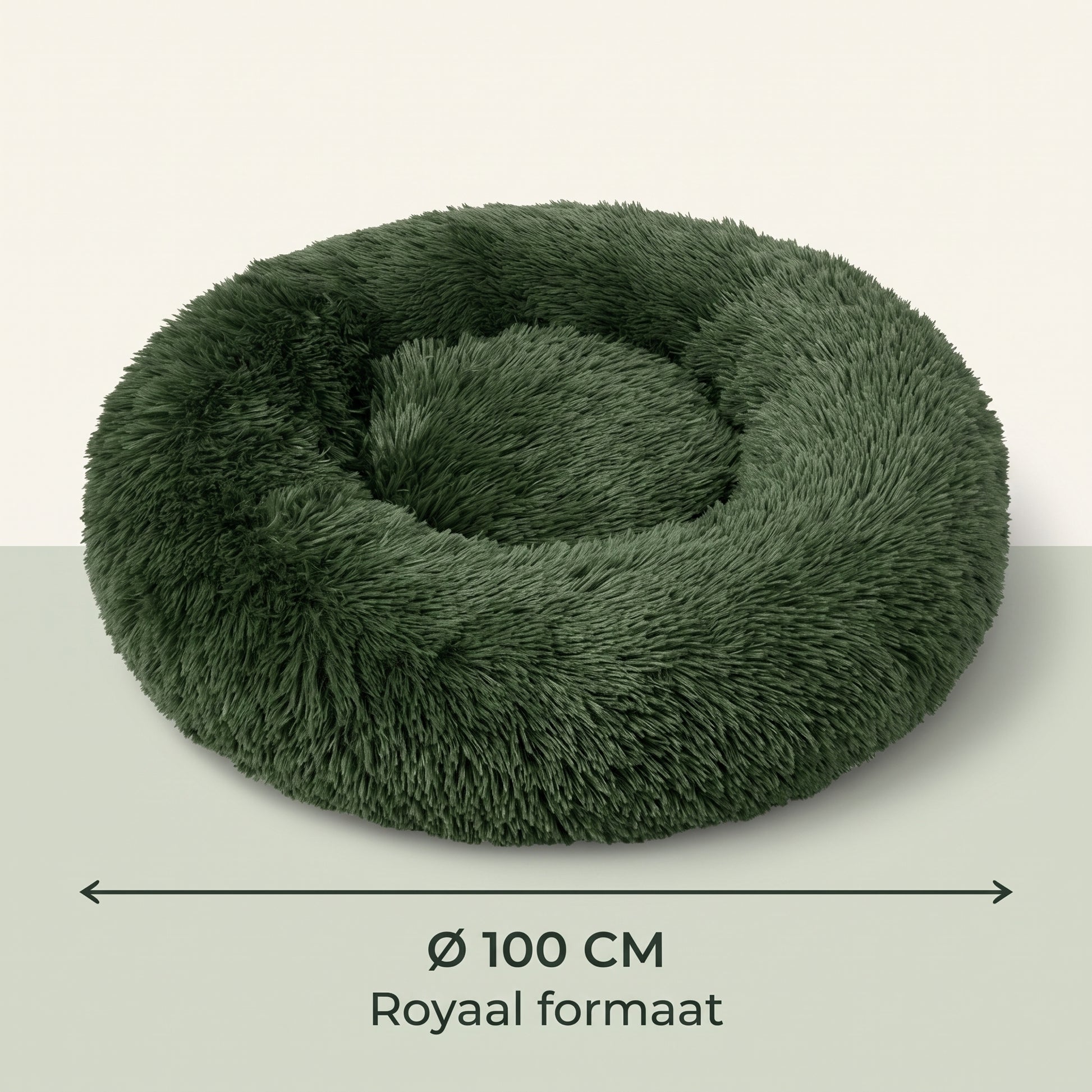 IvoQ Fluffy Donut Hondenmand Ø 100 cm – Zacht Hondenbed – Donkergroen