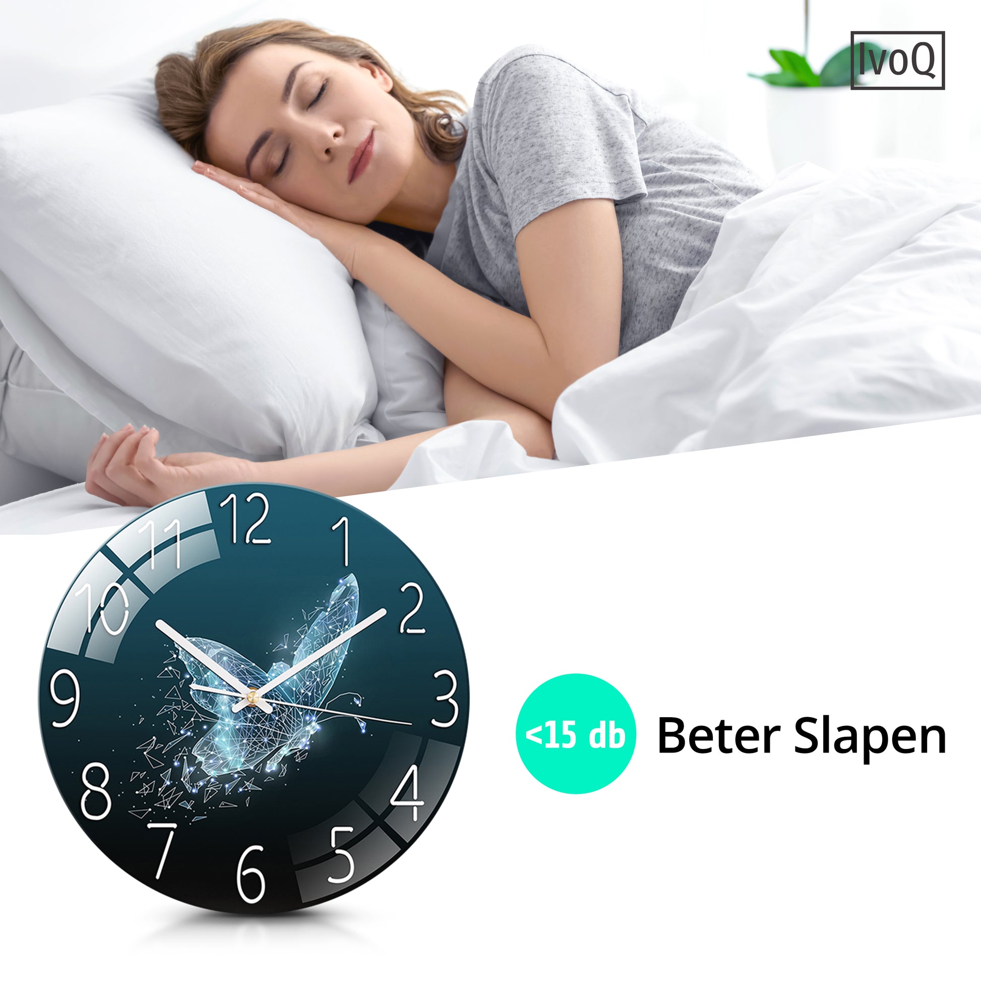 IvoQ Stijlvolle Groene Klok met Vlinder Design Ø 30 cm-IvoQ