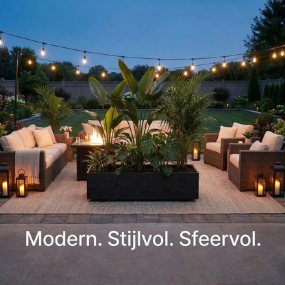 IvoQ Luxe Houten Plantenbak Buiten - Zwart FSC Hout - Weerbestendige Bloembak - 120x40x32 cm