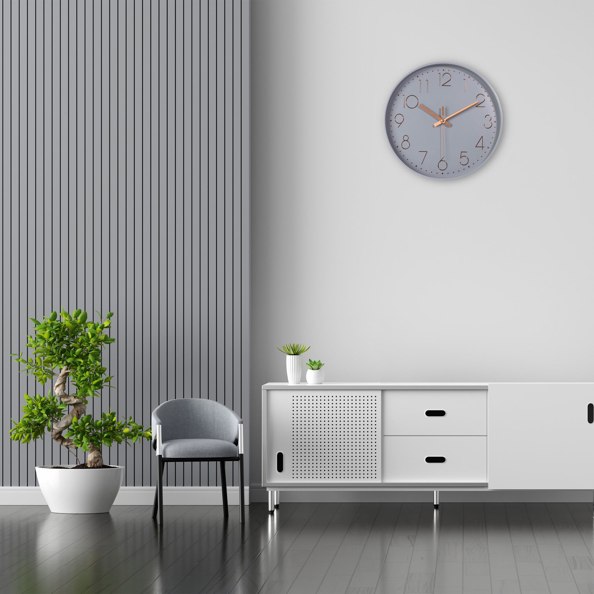 IvoQ Moderne Wandklok Grijs Ø 30 cm-IvoQ