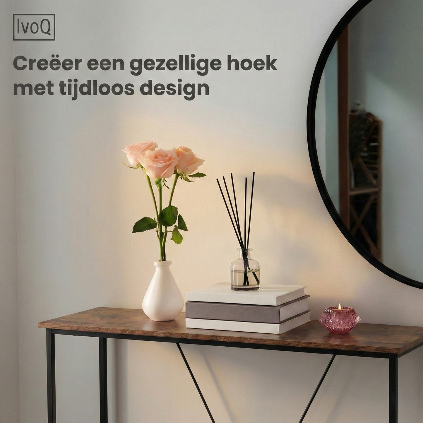 IvoQ Sidetable Industrieel Hout Metaal Bruin