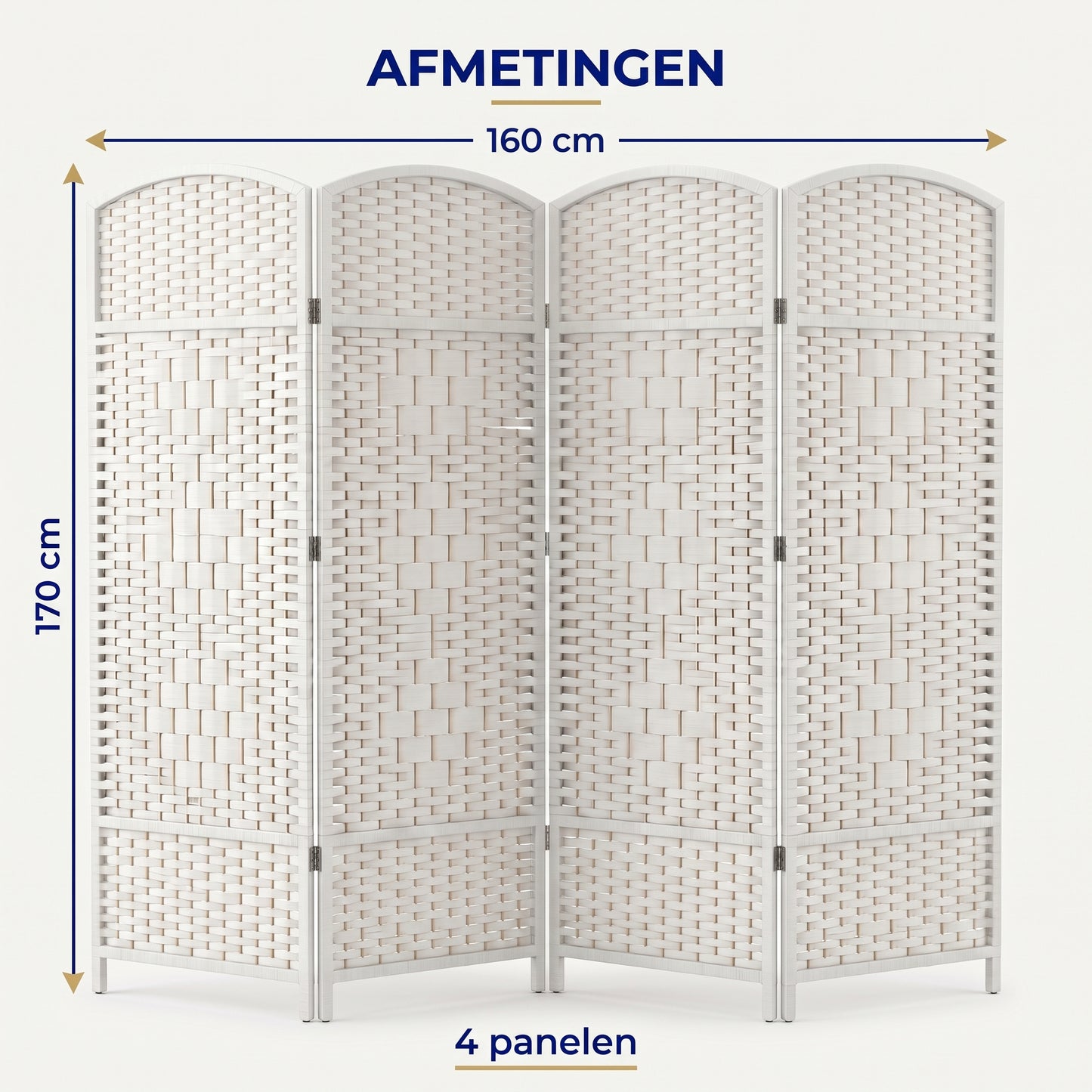 IvoQ Opvouwbaar Kamerscherm - 4 Panelen - 170 x 160 cm - Wit
