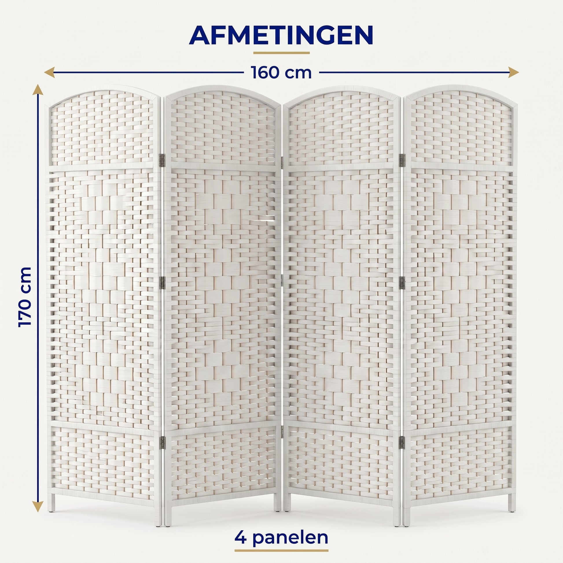 IvoQ Opvouwbaar Kamerscherm - 4 Panelen - 170 x 160 cm - Wit
