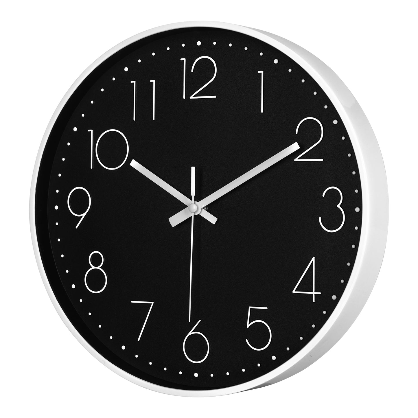 IvoQ Moderne Wandklok - 30 cm - Zwart/Wit - Goed Leesbaar - 3D Cijfers - Muurklok