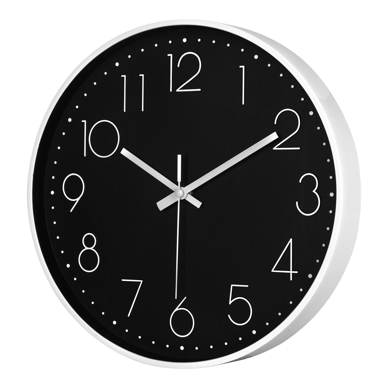 IvoQ Moderne Wandklok - 30 cm - Zwart/Wit - Goed Leesbaar - 3D Cijfers - Muurklok
