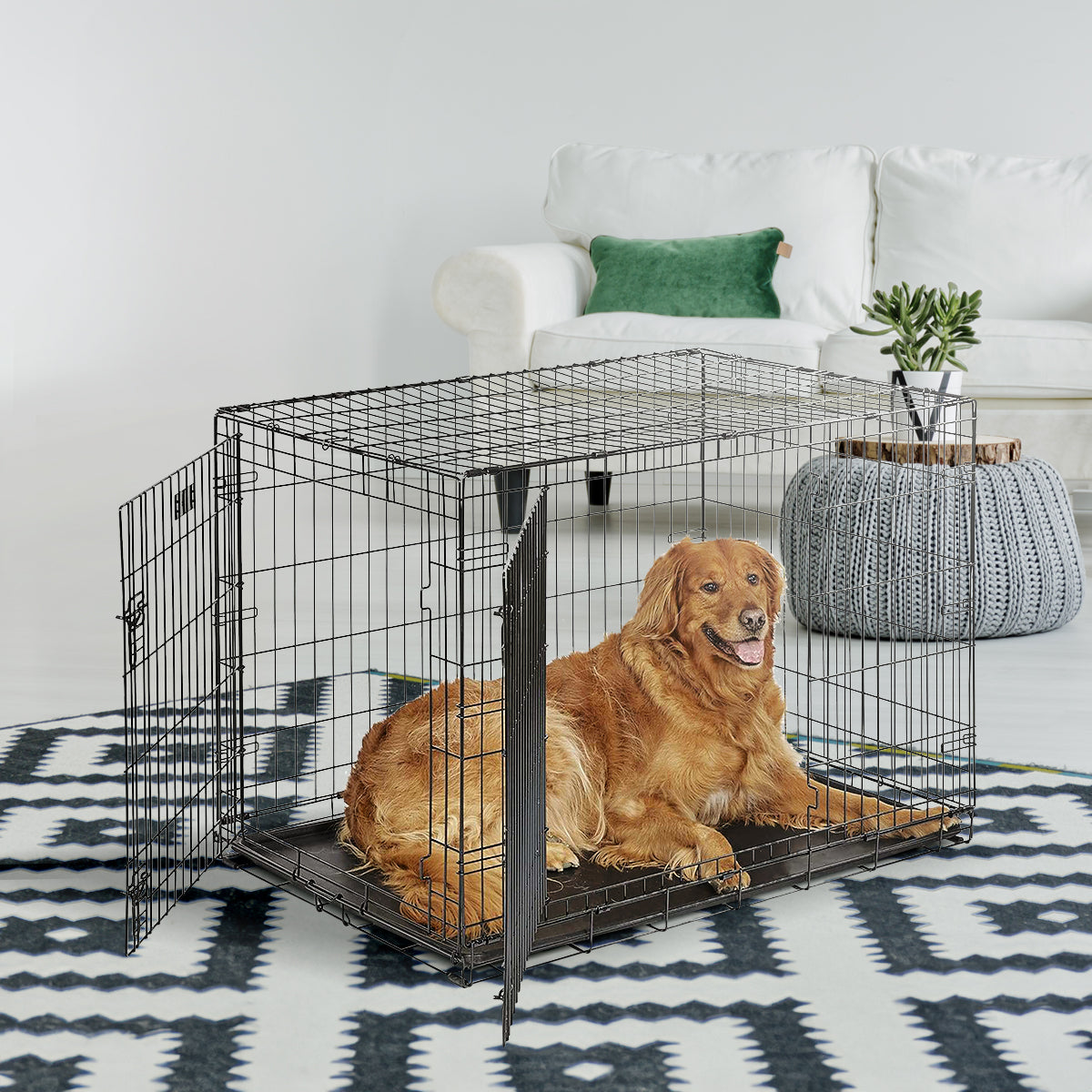 IvoQ Hondenbench L – 90×60×67 cm – Zwart-IvoQ