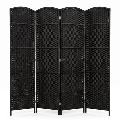 IvoQ Kamerscherm Zwart – Roomdivider – 4 Panelen – 170 x 160 cm