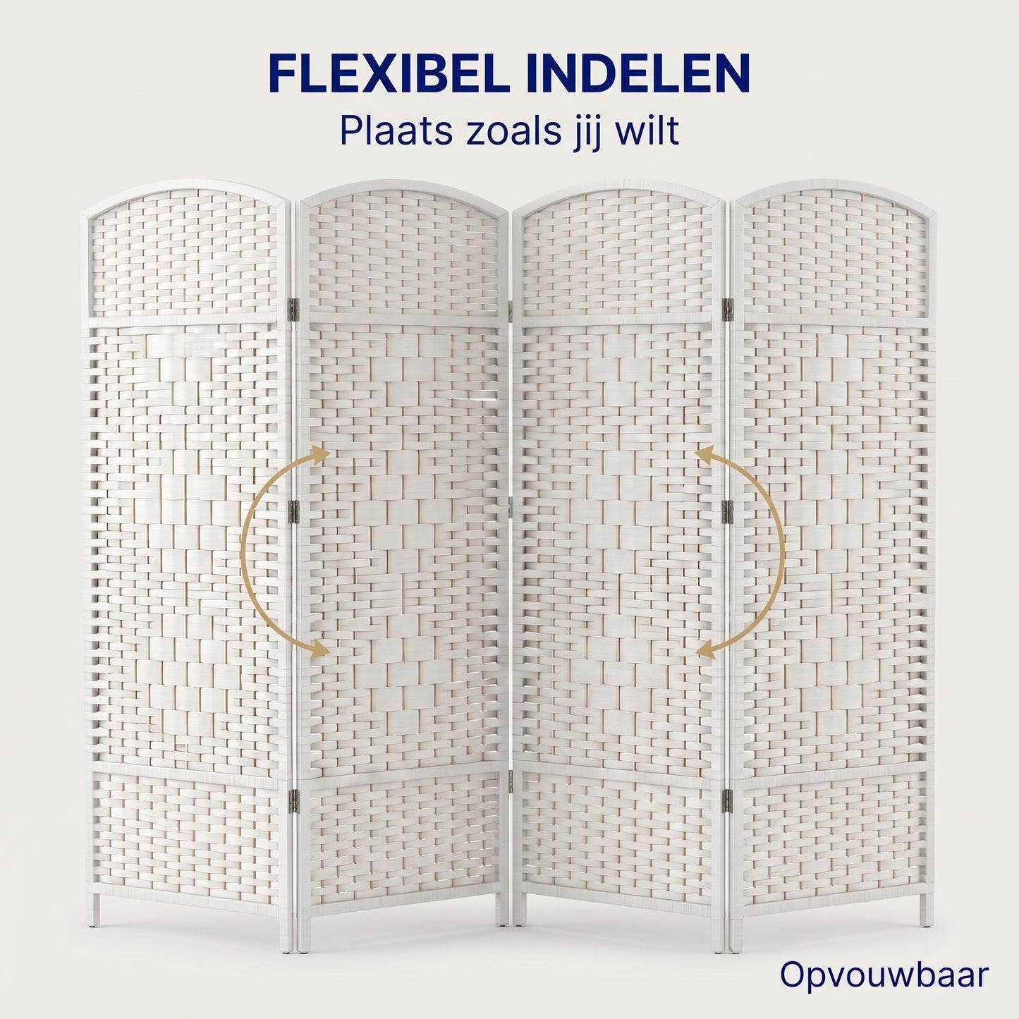 IvoQ Opvouwbaar Kamerscherm - 4 Panelen - 170 x 160 cm - Wit