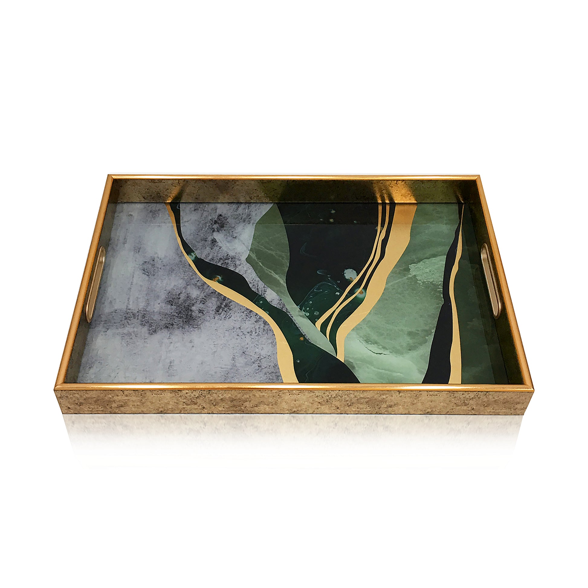 IvoQ Dienblad Marmerlook Groen Goud-IvoQ
