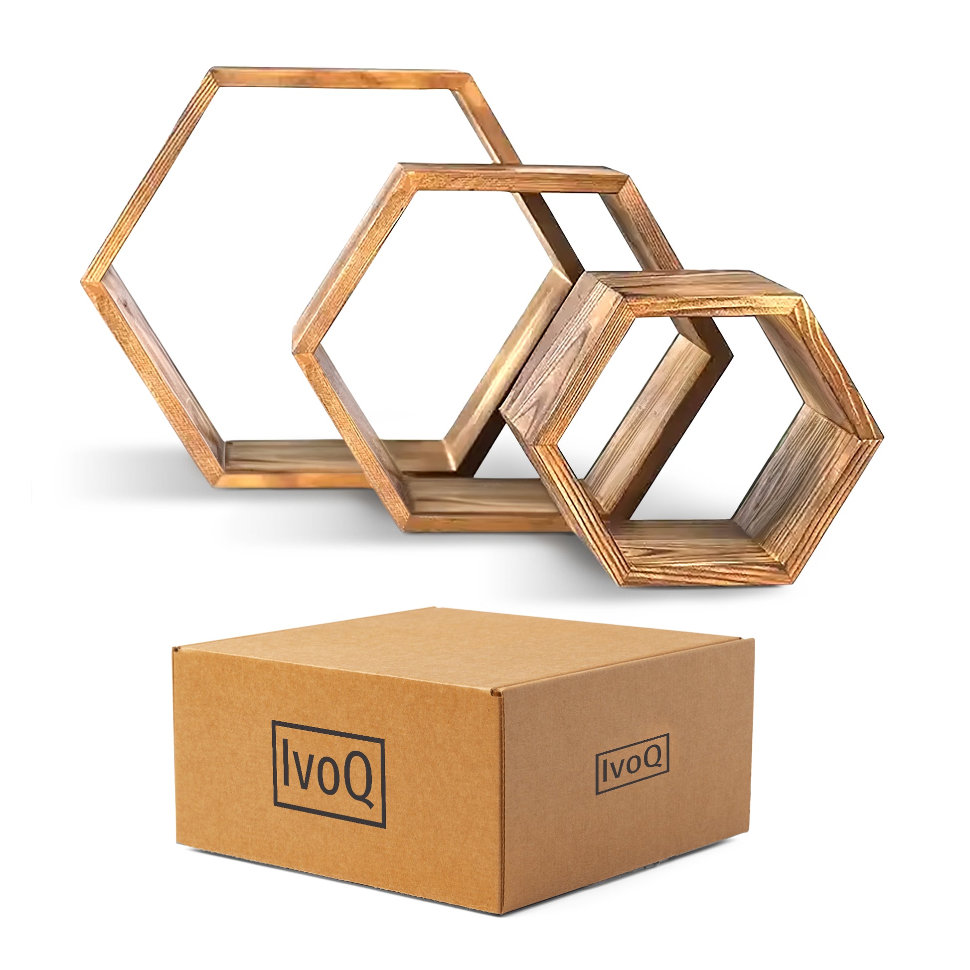 IvoQ Wandplanken Hexagon Set 3 stuks-IvoQ