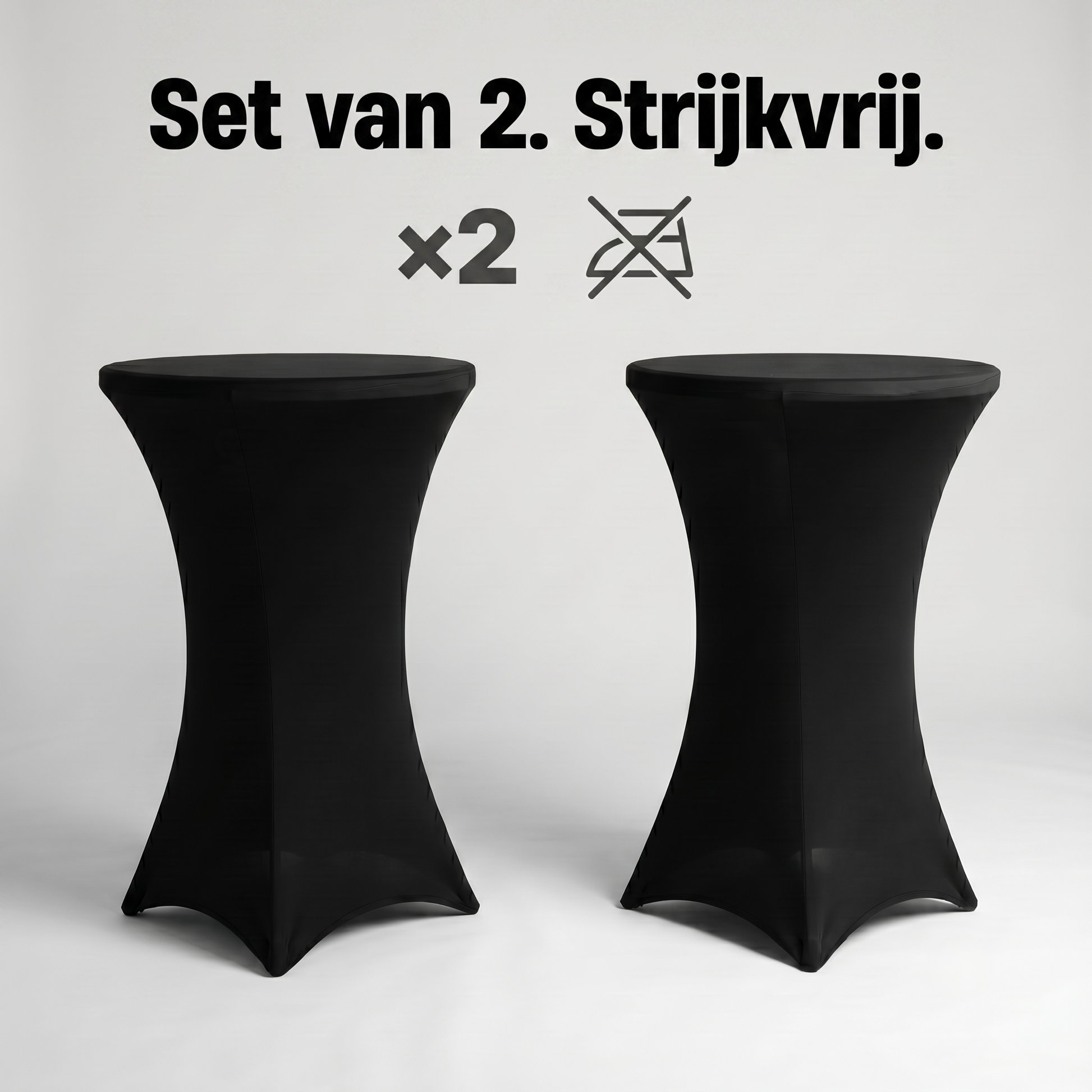 IvoQ Statafelrok Zwart - Set van 2 - ∅ 80x110 cm - Extra Dikke Statafelhoes - Luxe Stretch Tafelrok - Kreukvrij