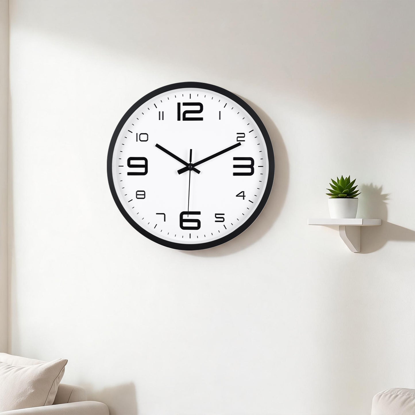 IvoQ 3D Wandklok Modern - Stil Uurwerk - Goed Leesbaar - Analoge Muurklok - Zwart/Wit - 30 cm