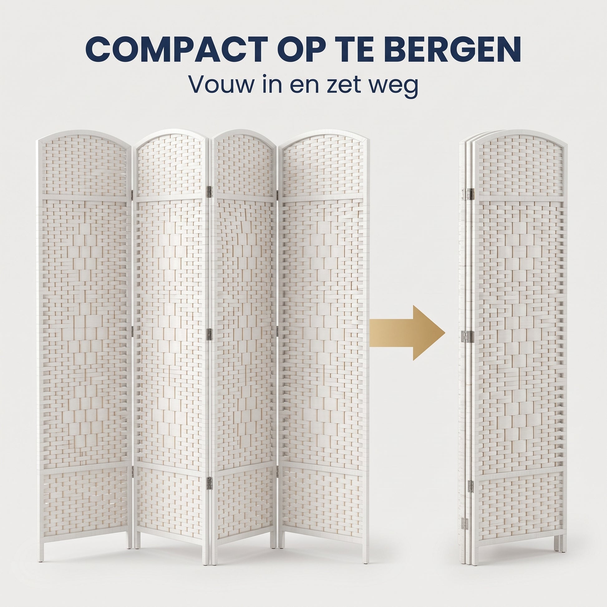 IvoQ Opvouwbaar Kamerscherm - 4 Panelen - 170 x 160 cm - Wit