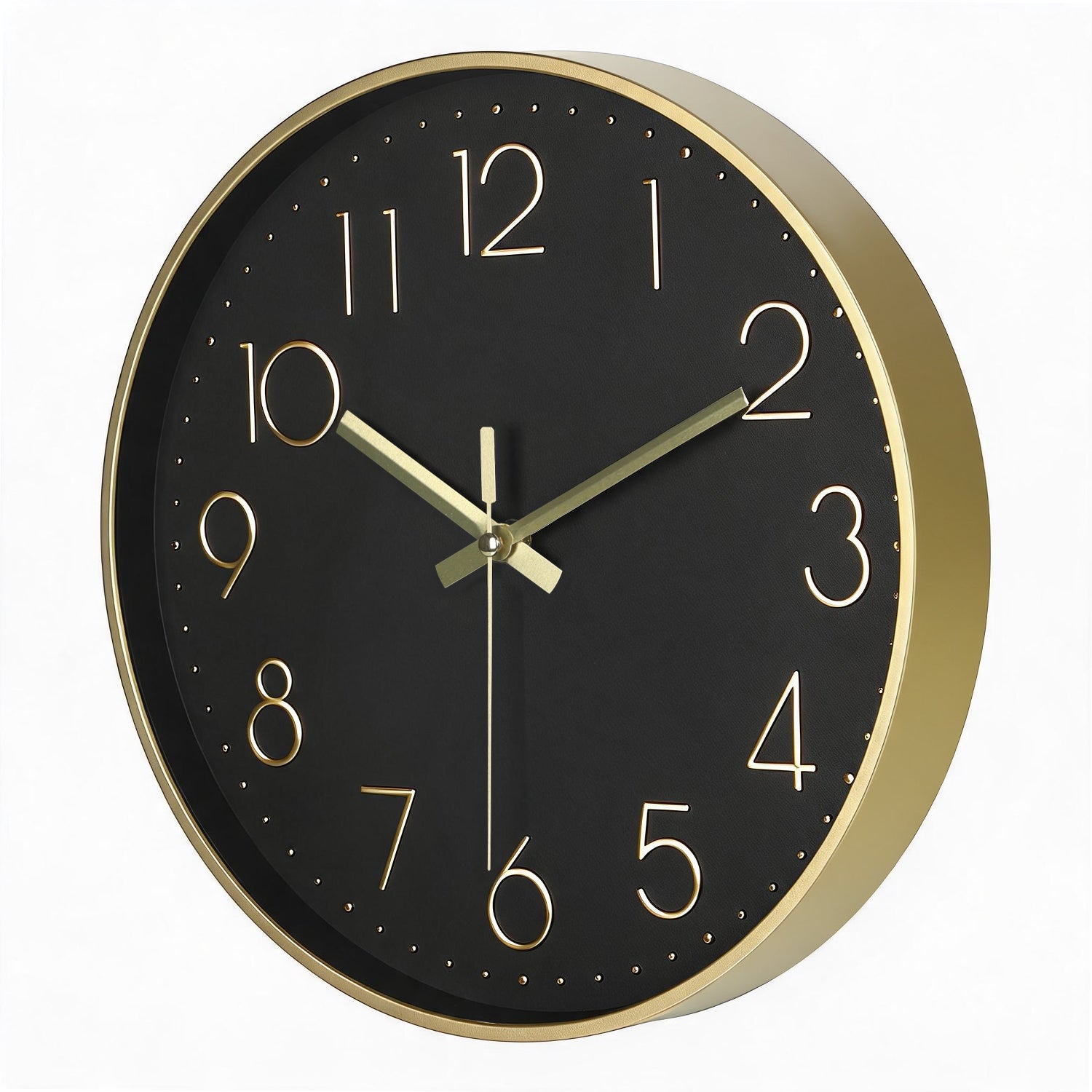 IvoQ Moderne Wandklok - Zwart/Goud - 30 cm - Stil Uurwerk - 3D Muurklok