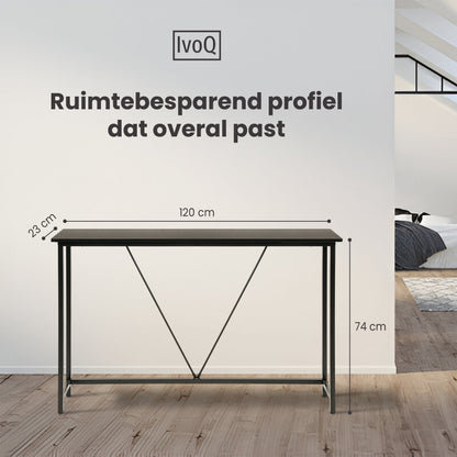 IvoQ Sidetables - Set van 2 - Zwart - Smalle Industriële Consoletafels - 120x23 cm - Haltafels