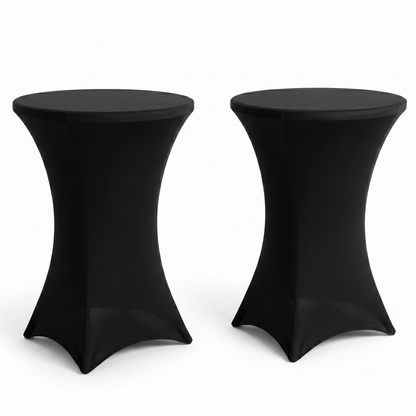 IvoQ Statafelrok Zwart - Set van 2 - ∅ 80x110 cm - Extra Dikke Statafelhoes - Luxe Stretch Tafelrok - Kreukvrij
