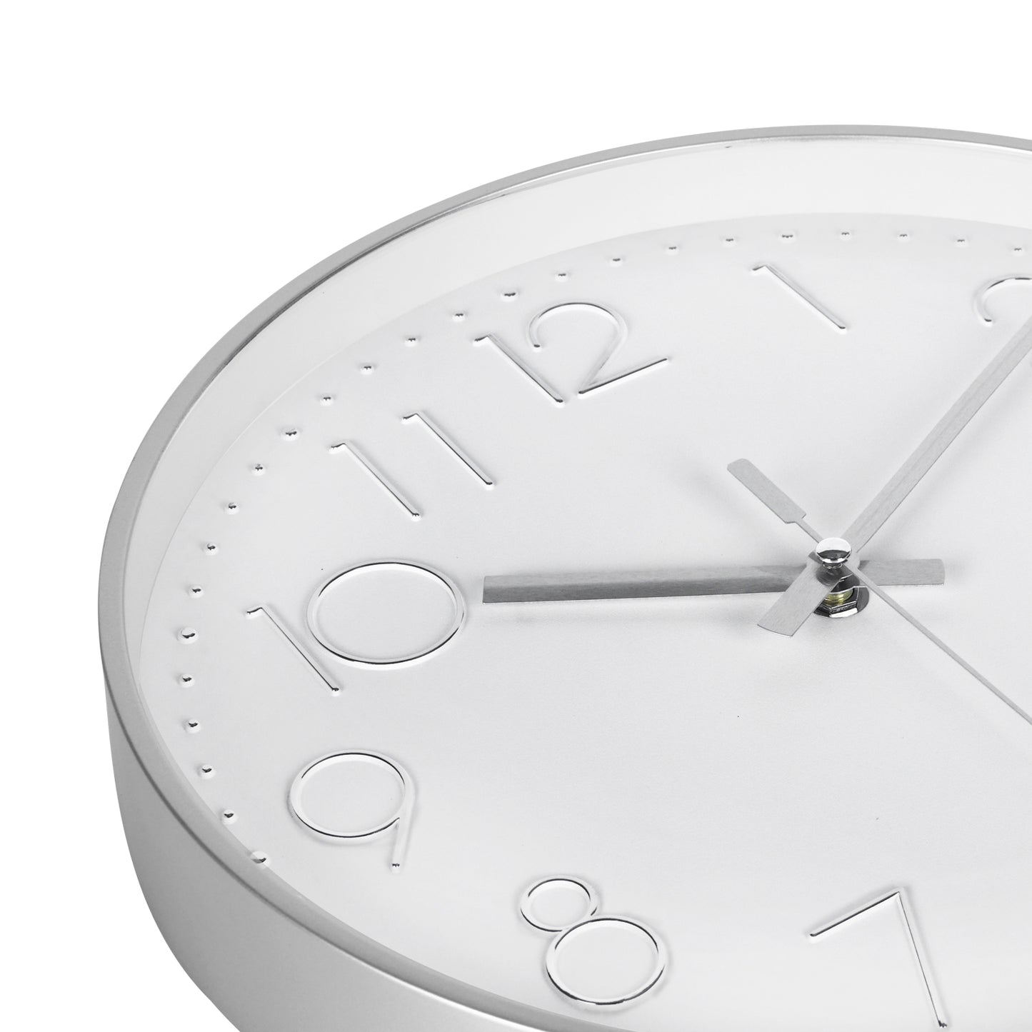 IvoQ Moderne Wandklok 30 cm - 3D Muurklok met Stil Uurwerk - Analoog - Zilver/Wit