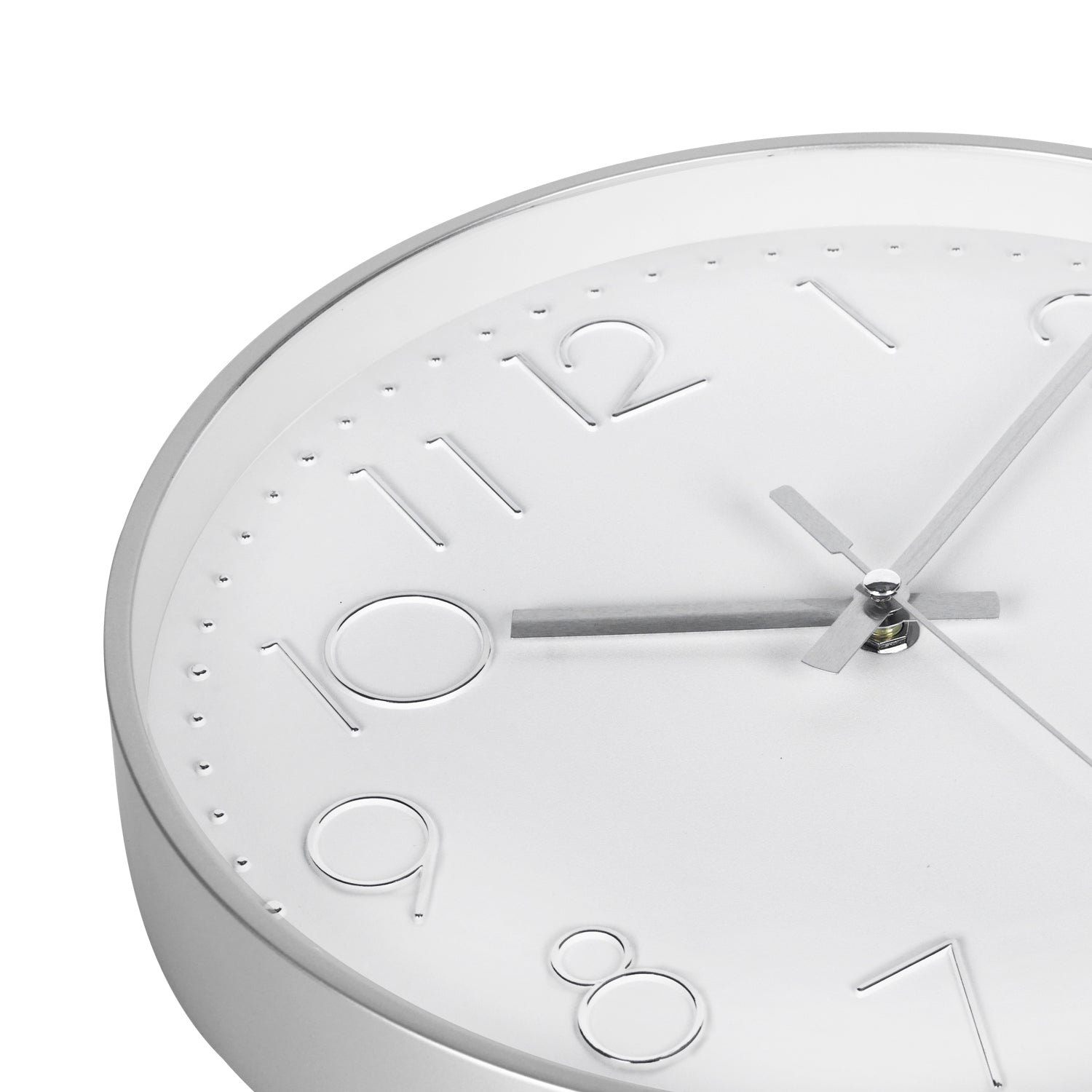 IvoQ Moderne Wandklok 30 cm - 3D Muurklok met Stil Uurwerk - Analoog - Zilver/Wit