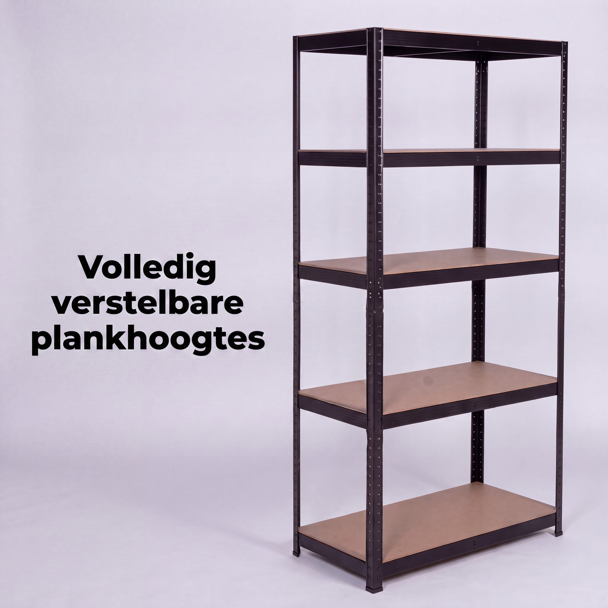 IvoQ Stellingkast Zwart - Metalen Opbergrek - Magazijnstelling - 180x90x40 cm - 5 Planken - 875 kg Draagkracht (175kg per plank)
