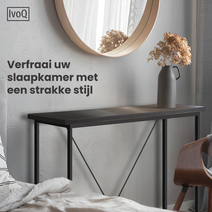 IvoQ Sidetables - Set van 2 - Zwart - Smalle Industriële Consoletafels - 120x23 cm - Haltafels