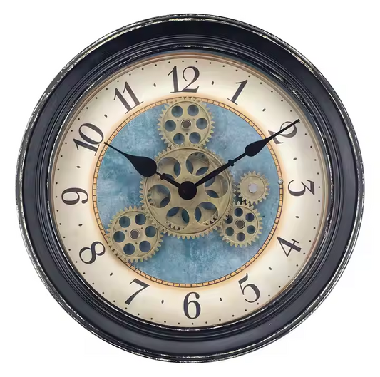 IvoQ Steampunk Wandklok met Bewegende Tandwielen 32 cm-IvoQ